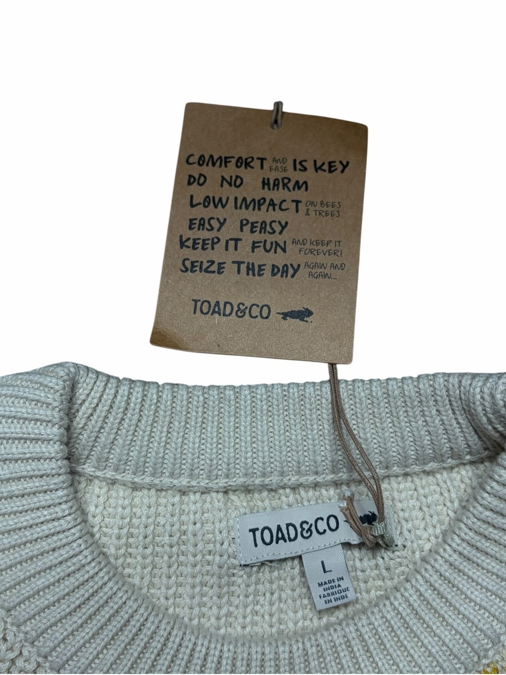 New With Tags Toad & Co Ws Moss Point Pullover Sweater Almond Floral Size L $115 - Picture 2 of 7